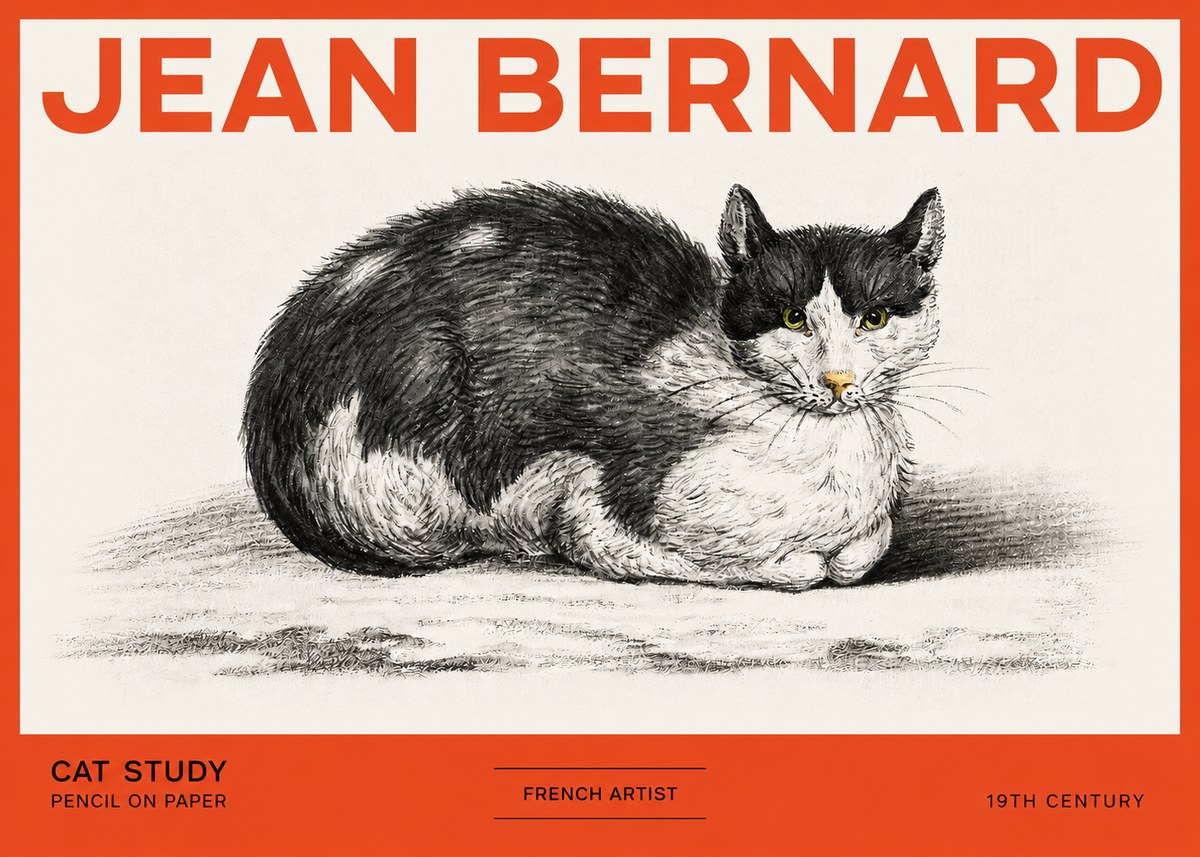 Jean Bernard Cat Study II No2 - Plakát