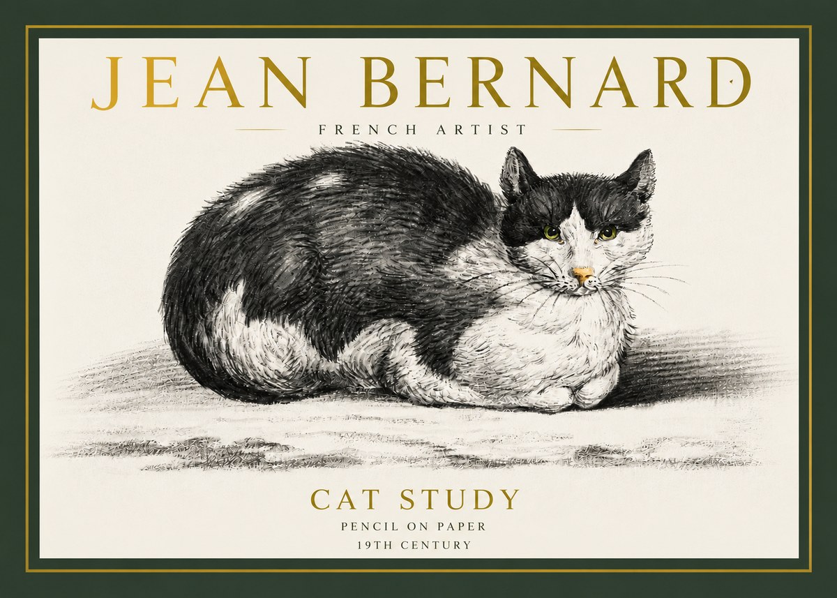 Jean Bernard Cat Study II No3 - Plakát