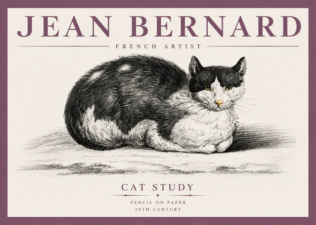 Jean Bernard Cat Study II No4 - Plakát