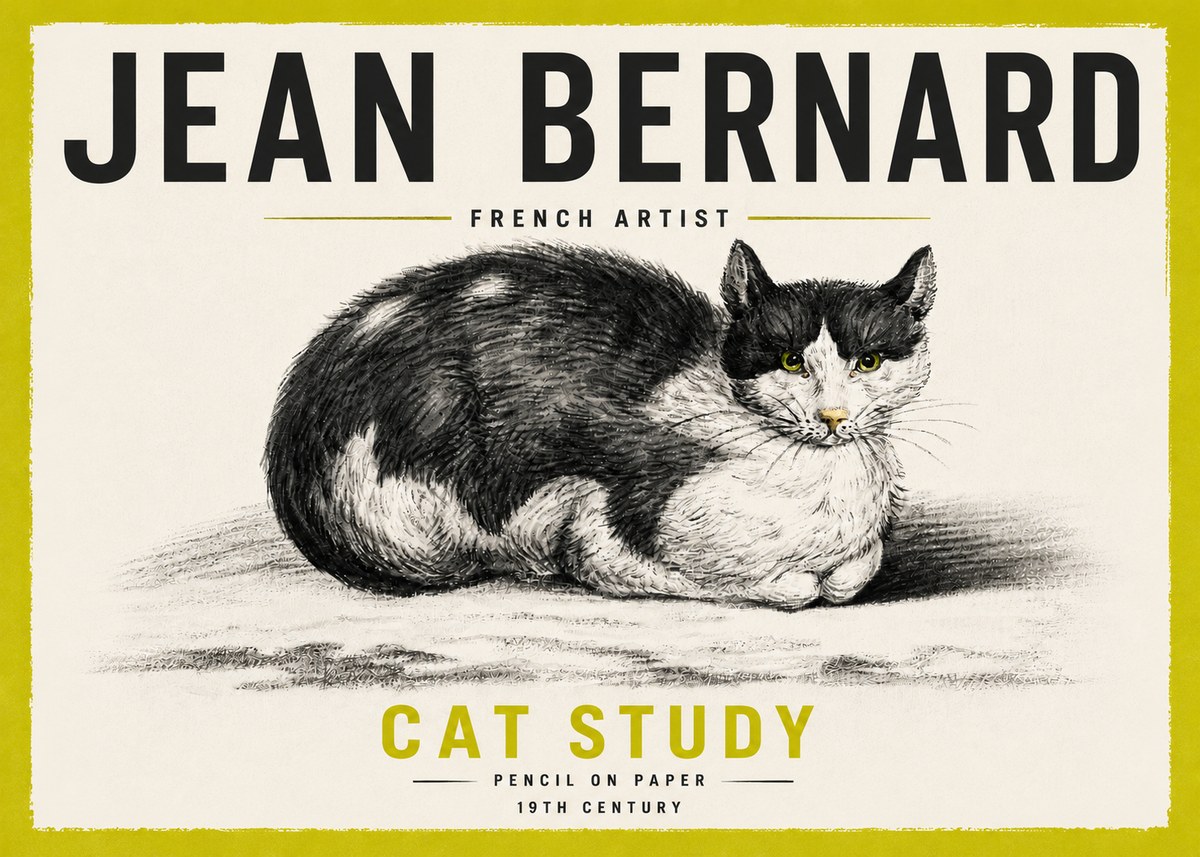 Jean Bernard Cat Study II No5 - Plakát