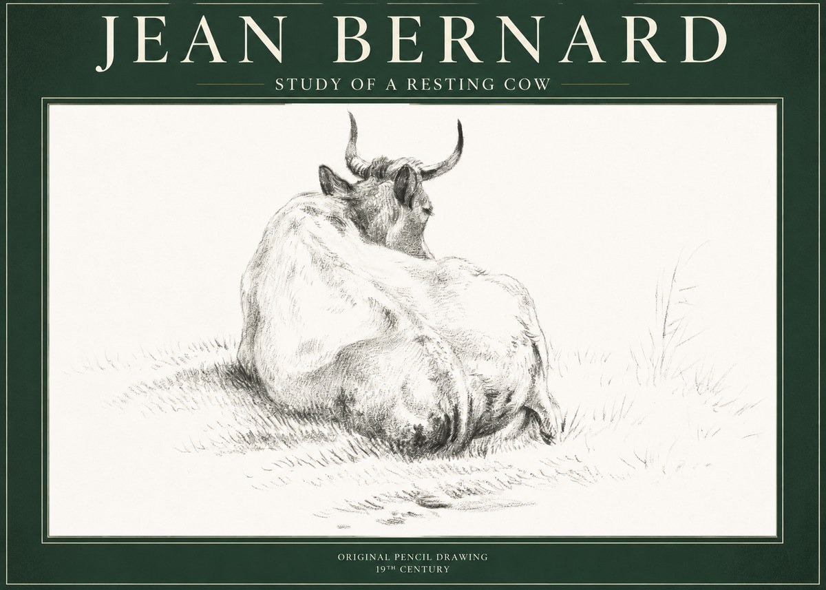 Jean Bernard Study of a Resting Cow I No1 - Plakát