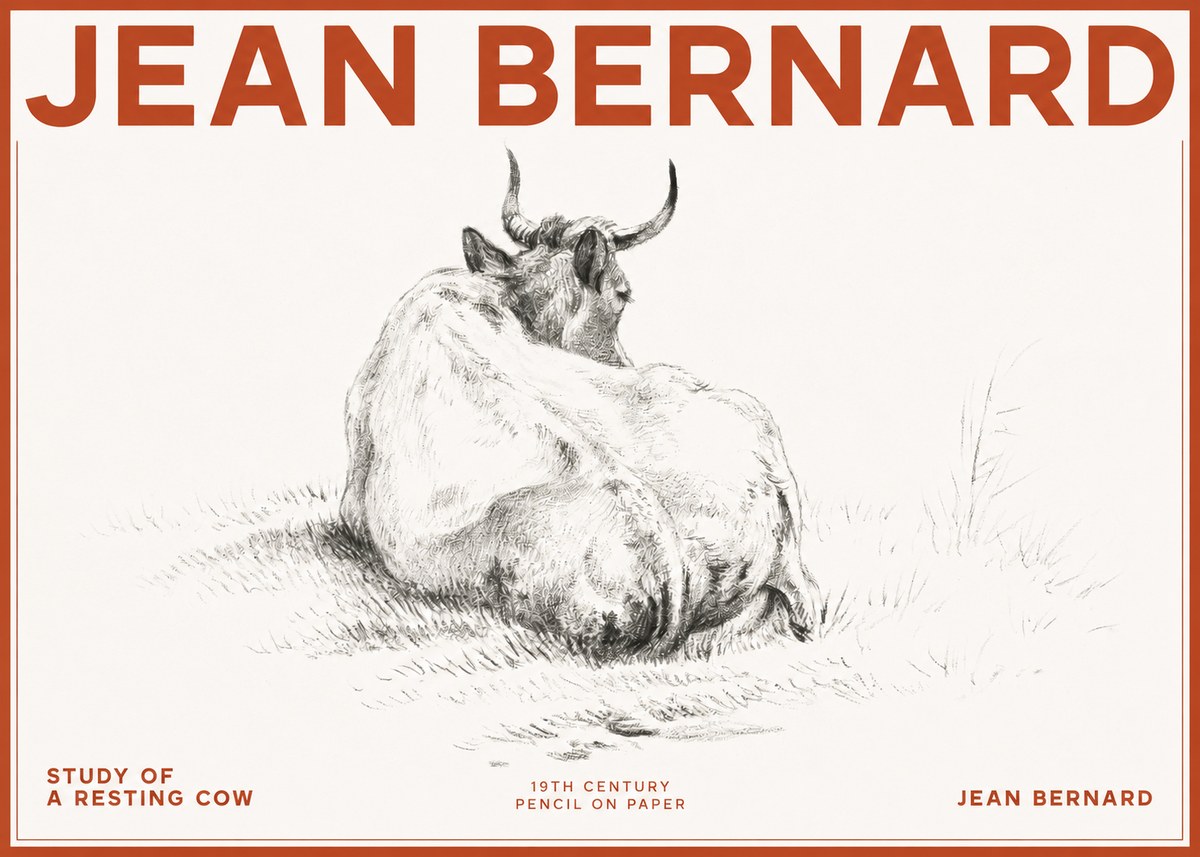 Jean Bernard Study of a Resting Cow I No2 - Plakát