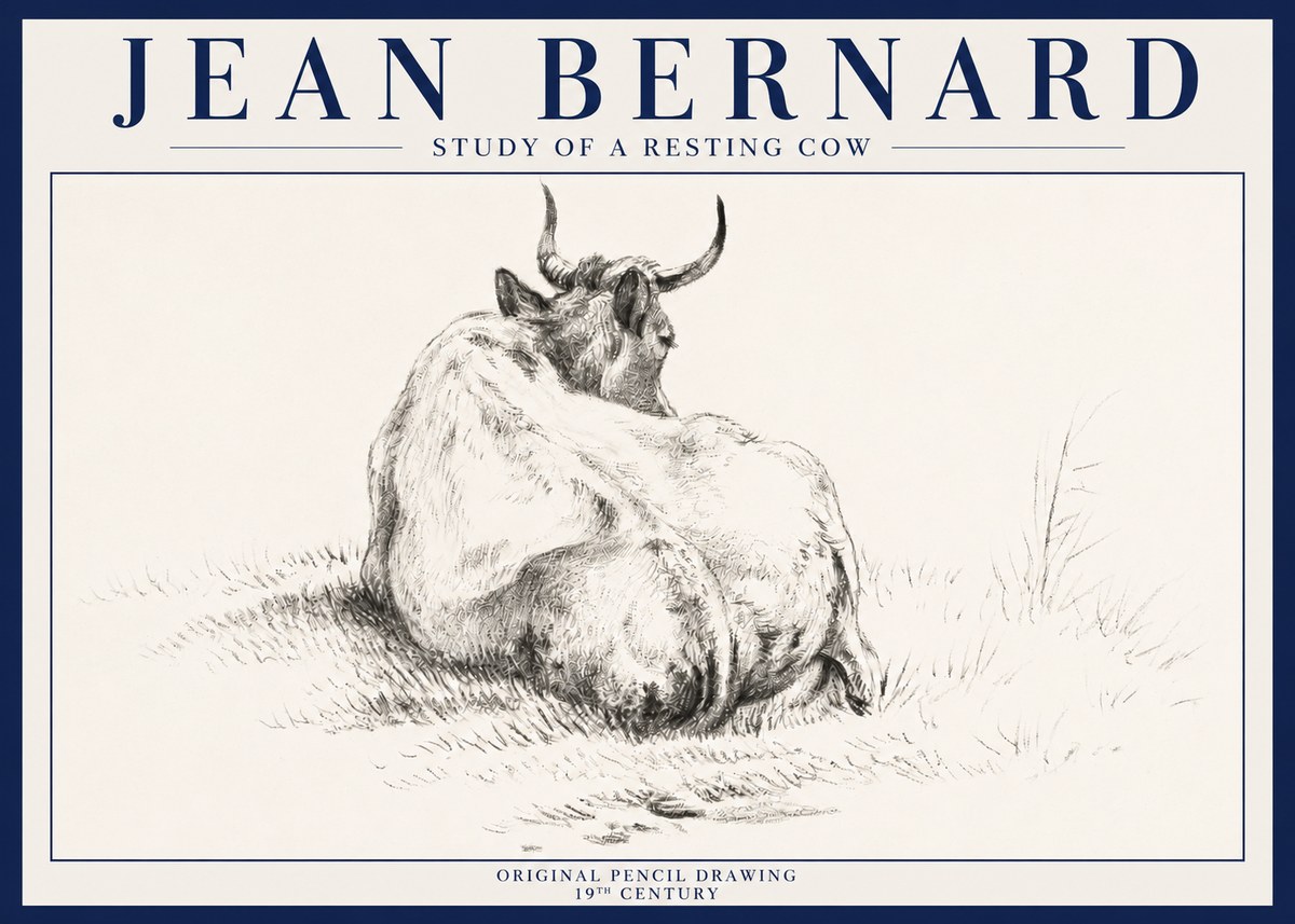 Jean Bernard Study of a Resting Cow I No3 - Plakát