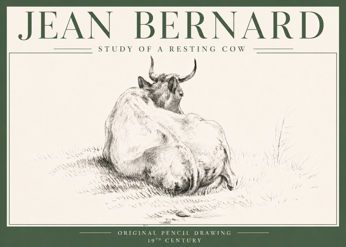Jean Bernard Study of a Resting Cow I No4 - Plakát