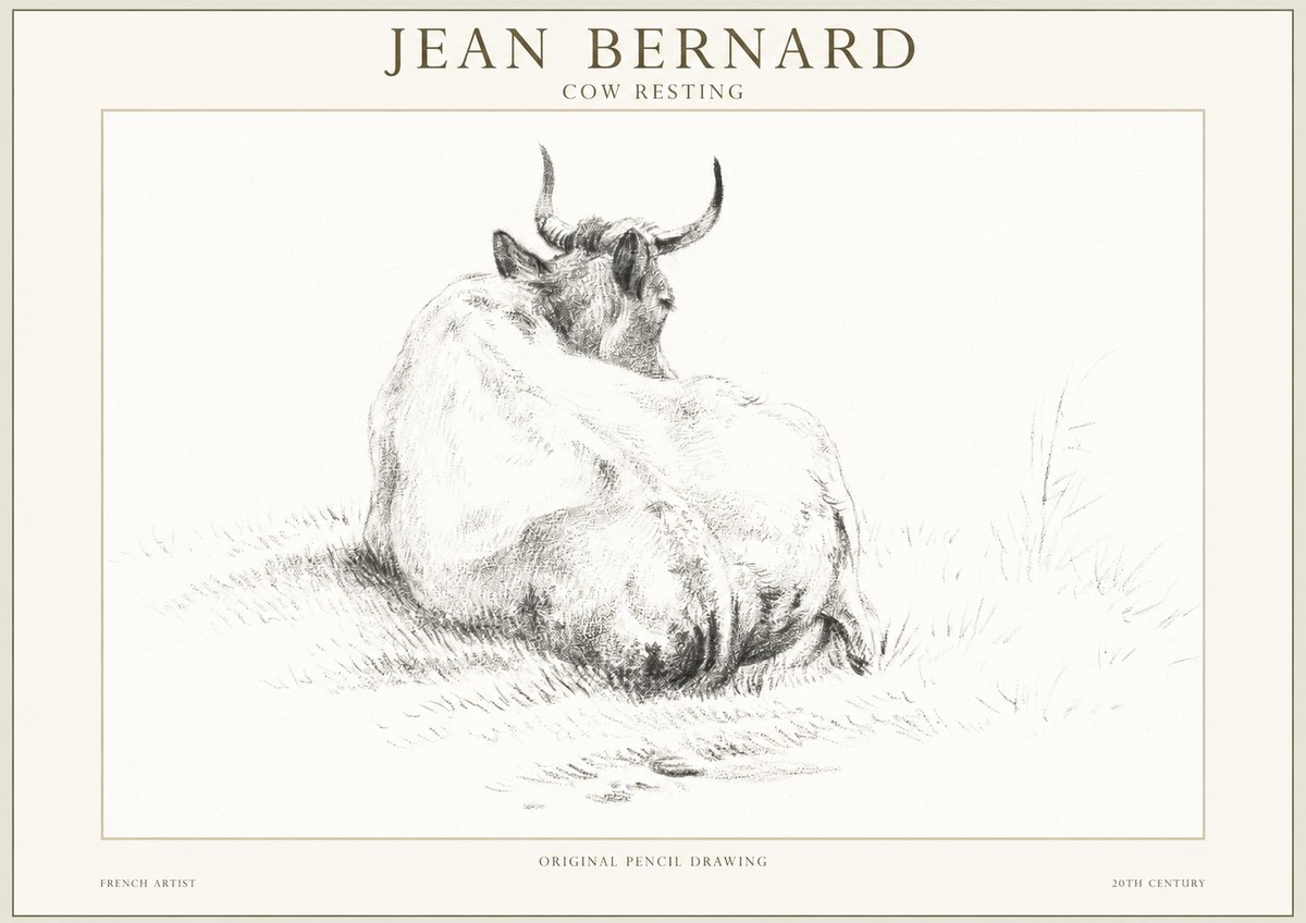 Jean Bernard Study of a Resting Cow I No5 - Plakát