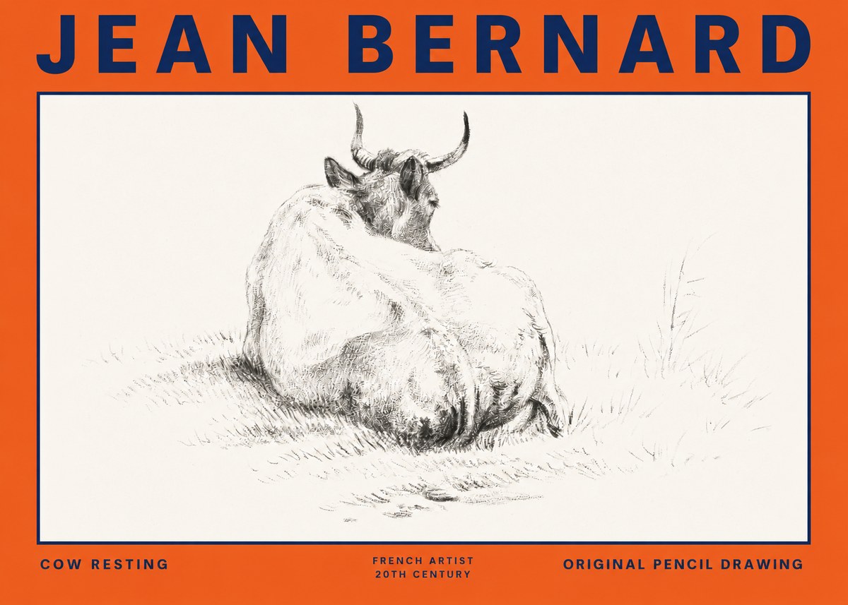 Jean Bernard Study of a Resting Cow I No6 - Plakát