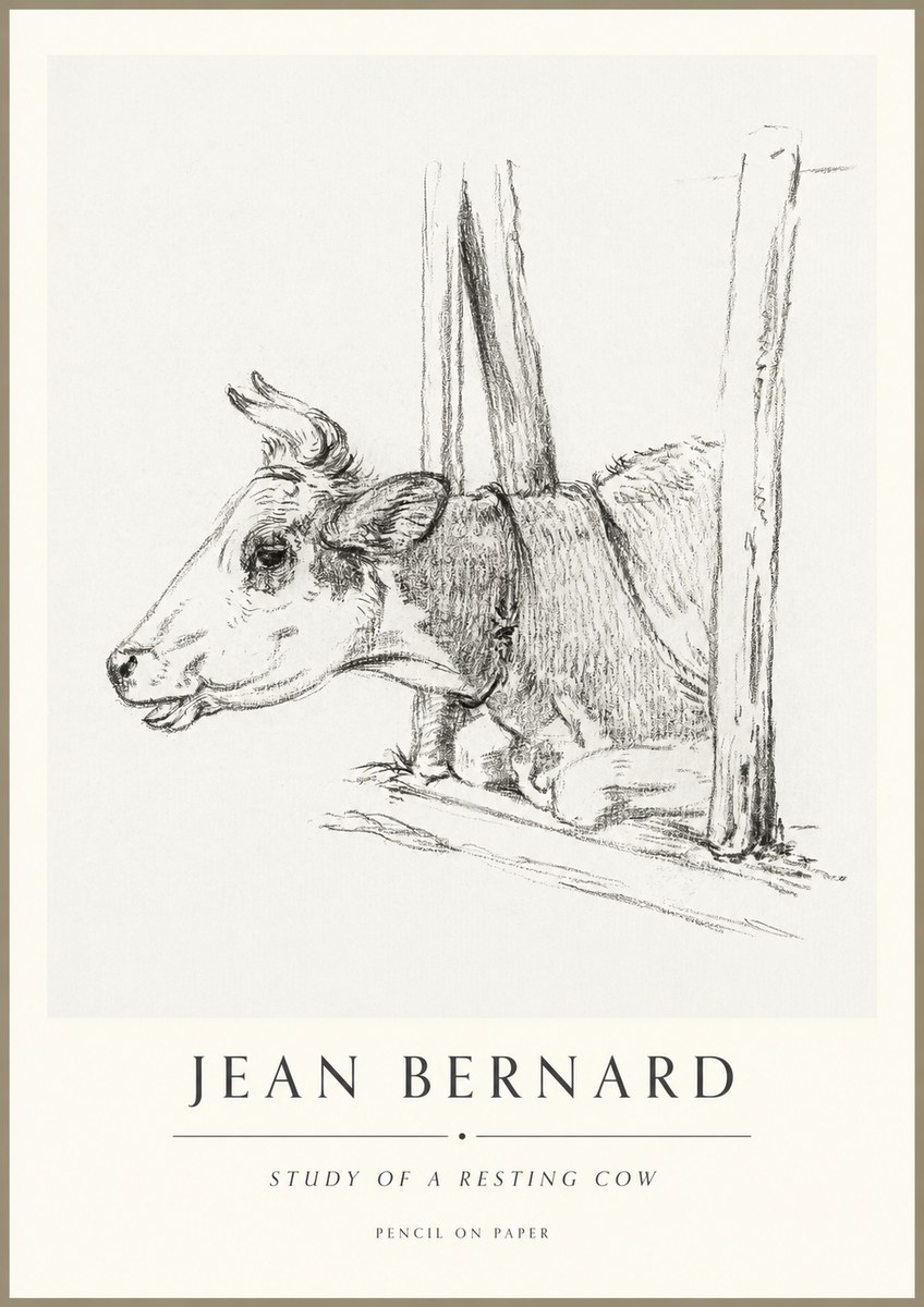 Jean Bernard Study of a Resting Cow II No1 - Plakát