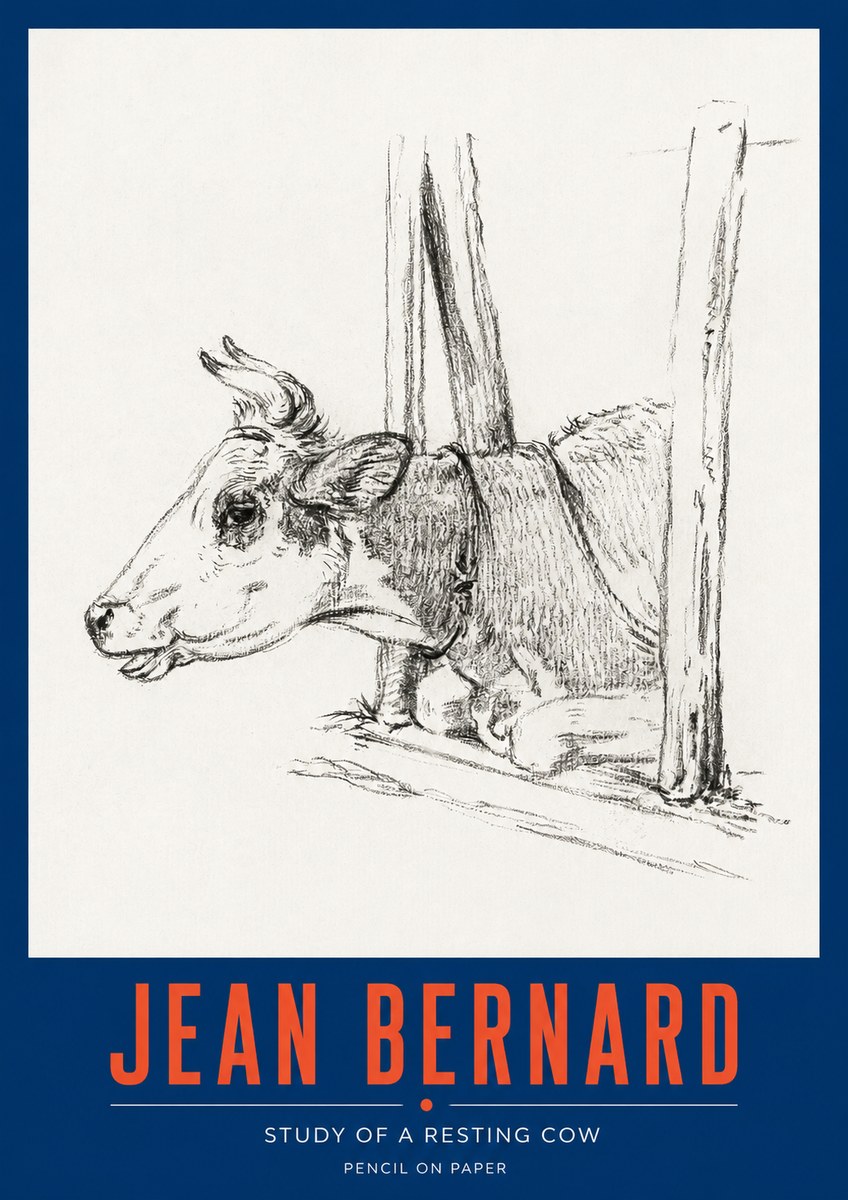 Jean Bernard Study of a Resting Cow II No2 - Plakát