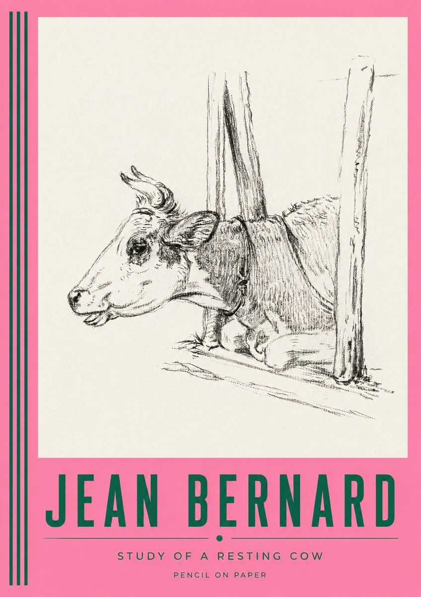 Jean Bernard Study of a Resting Cow II No3 - Plakát