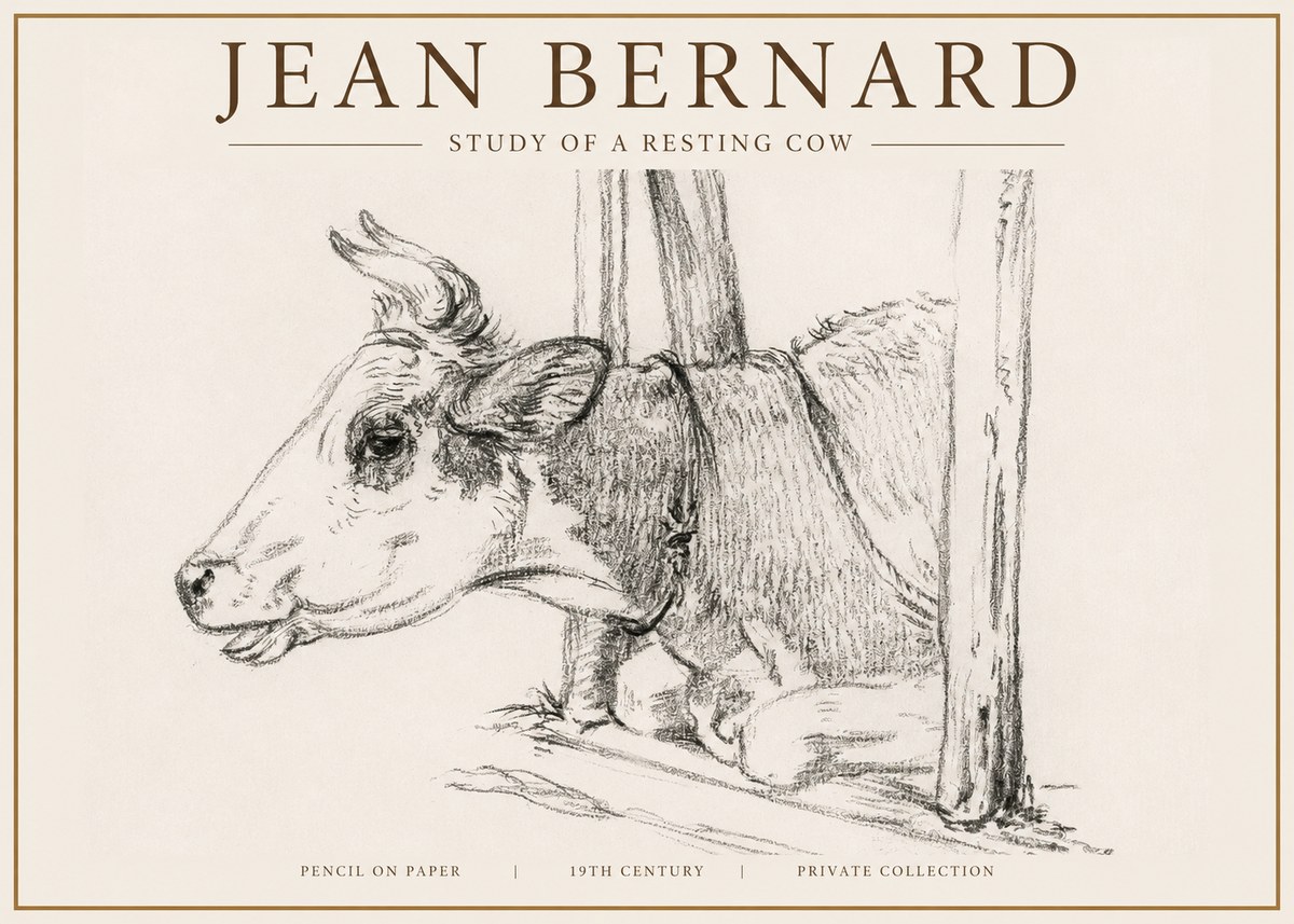 Jean Bernard Study of a Resting Cow II No4 - Plakát