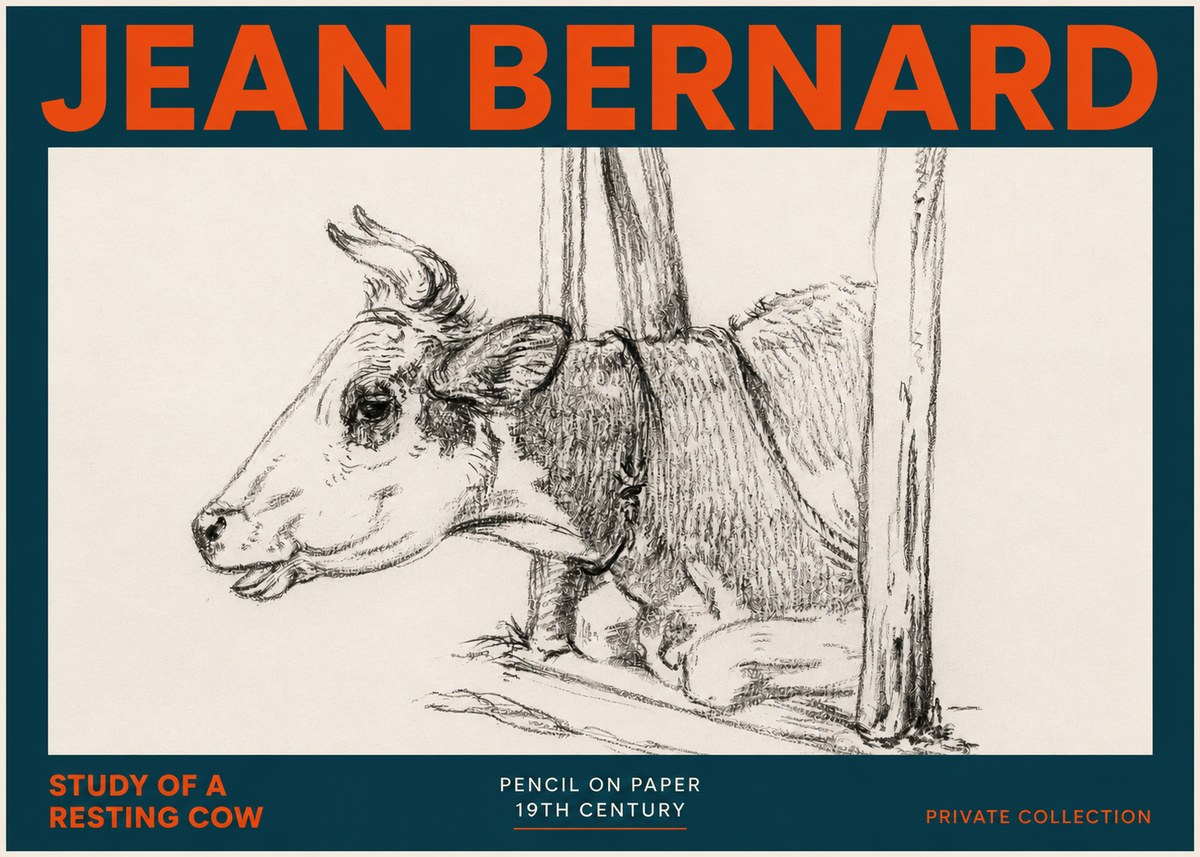 Jean Bernard Study of a Resting Cow II No5 - Plakát