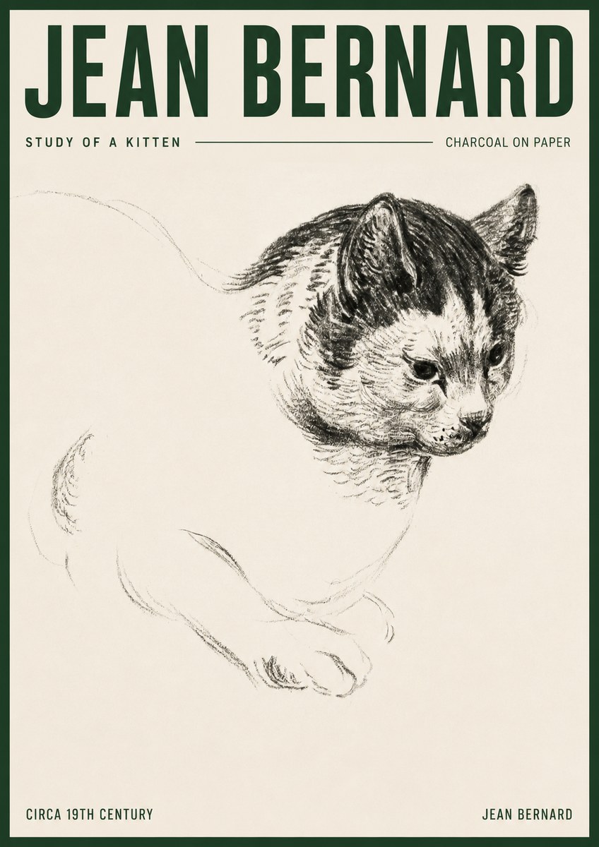 Jean Bernard Study of a Kitten I No3 - Plakát