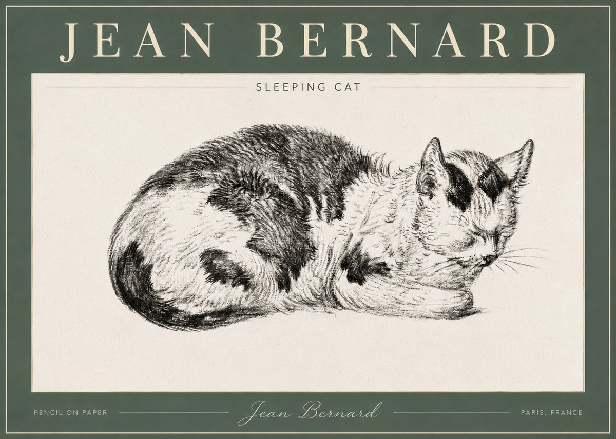 Jean Bernard Sleeping Cat I No4 - Plakát