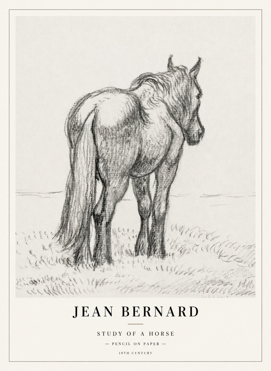 Jean Bernard Study of a Horse II No2 - Plakát
