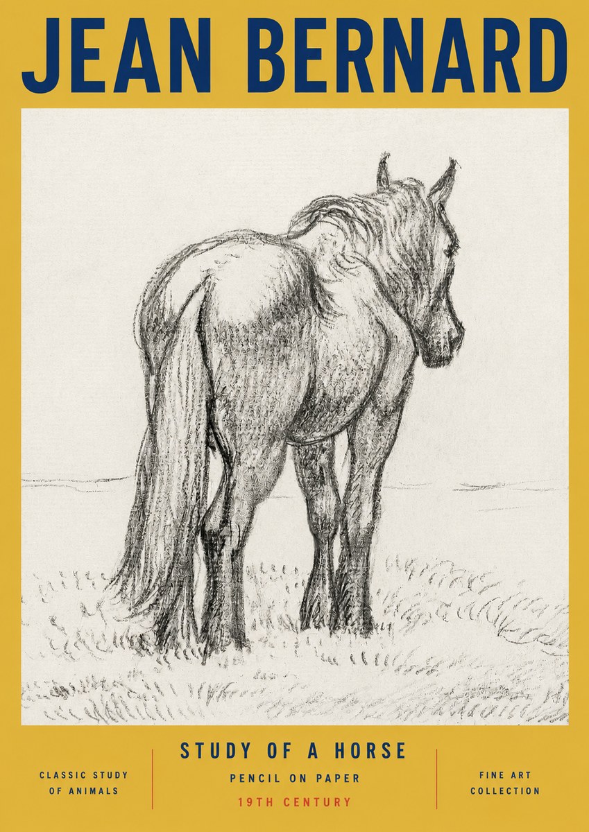Jean Bernard Study of a Horse II No3 - Plakát