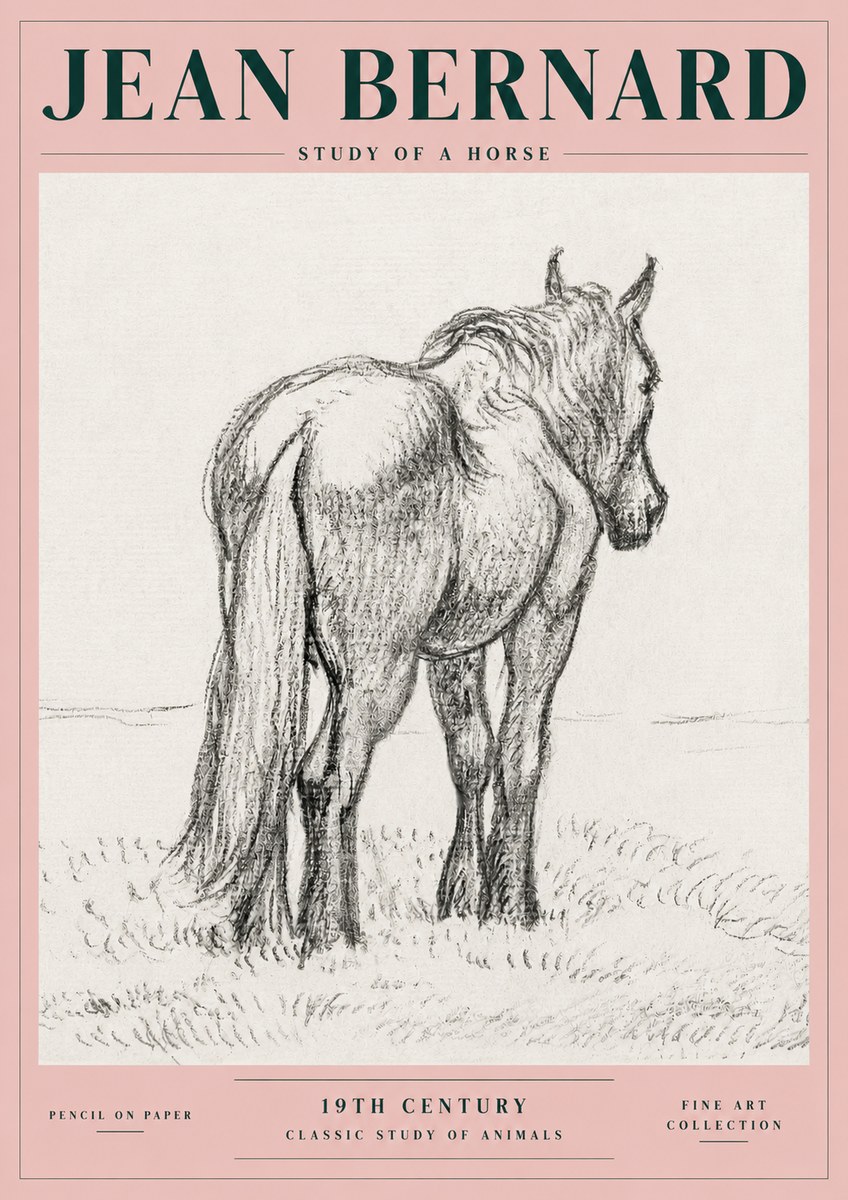 Jean Bernard Study of a Horse II No4 - Plakát
