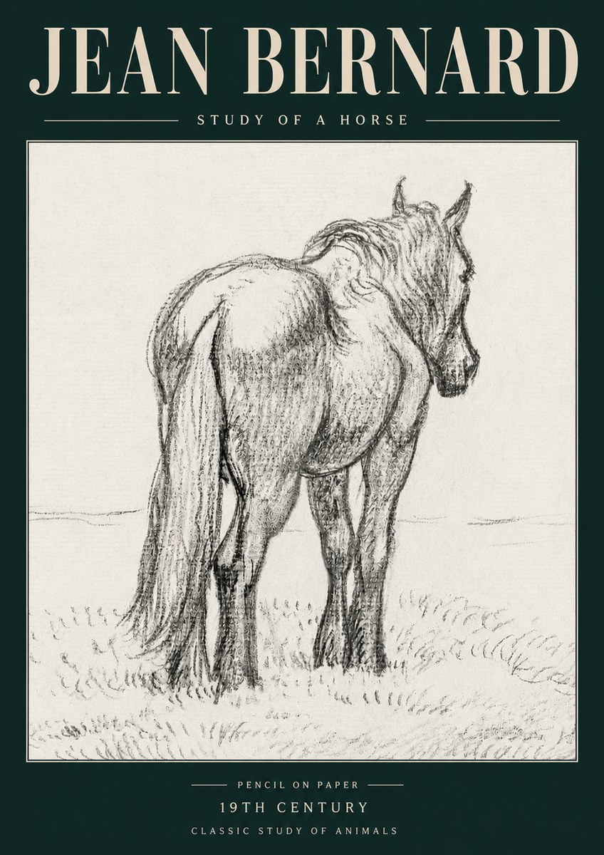Jean Bernard Study of a Horse II No5 - Plakát
