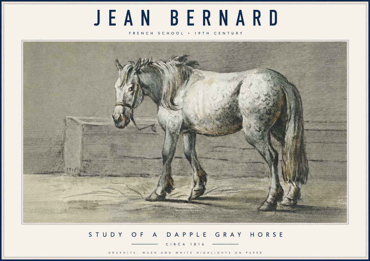 Jean Bernard Study of a Dapple Gray Horse No6 - Plakát
