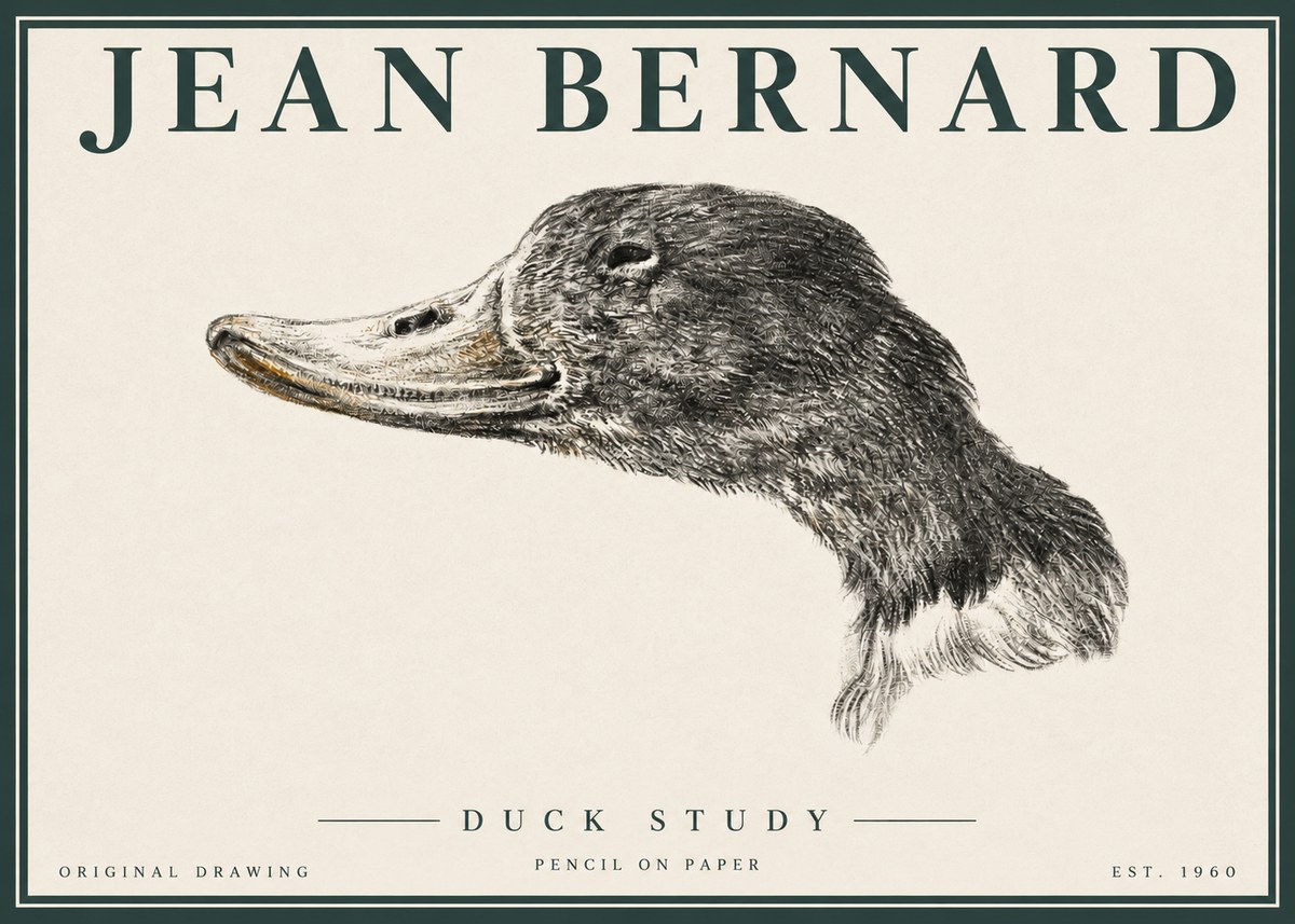 Jean Bernard Study of a Duck No4 - Plakát