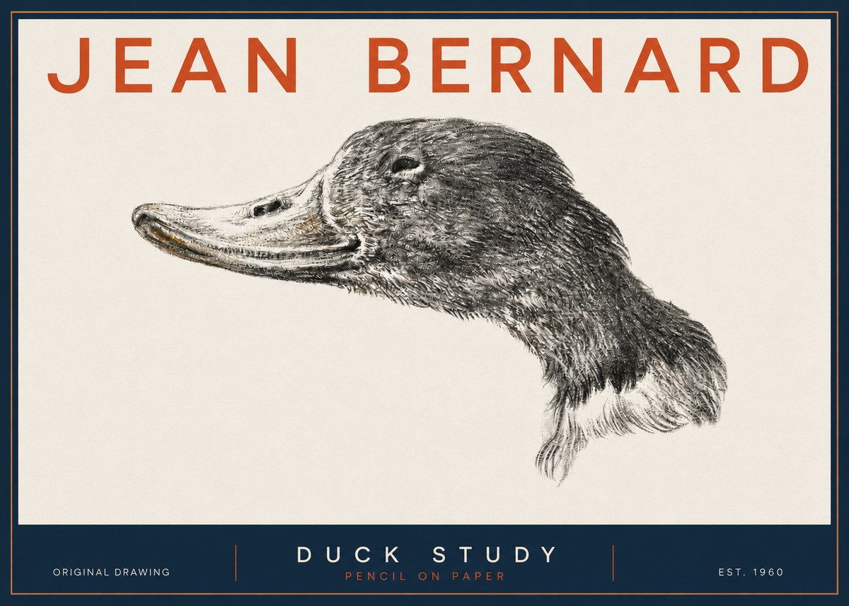 Jean Bernard Study of a Duck No5 - Plakát