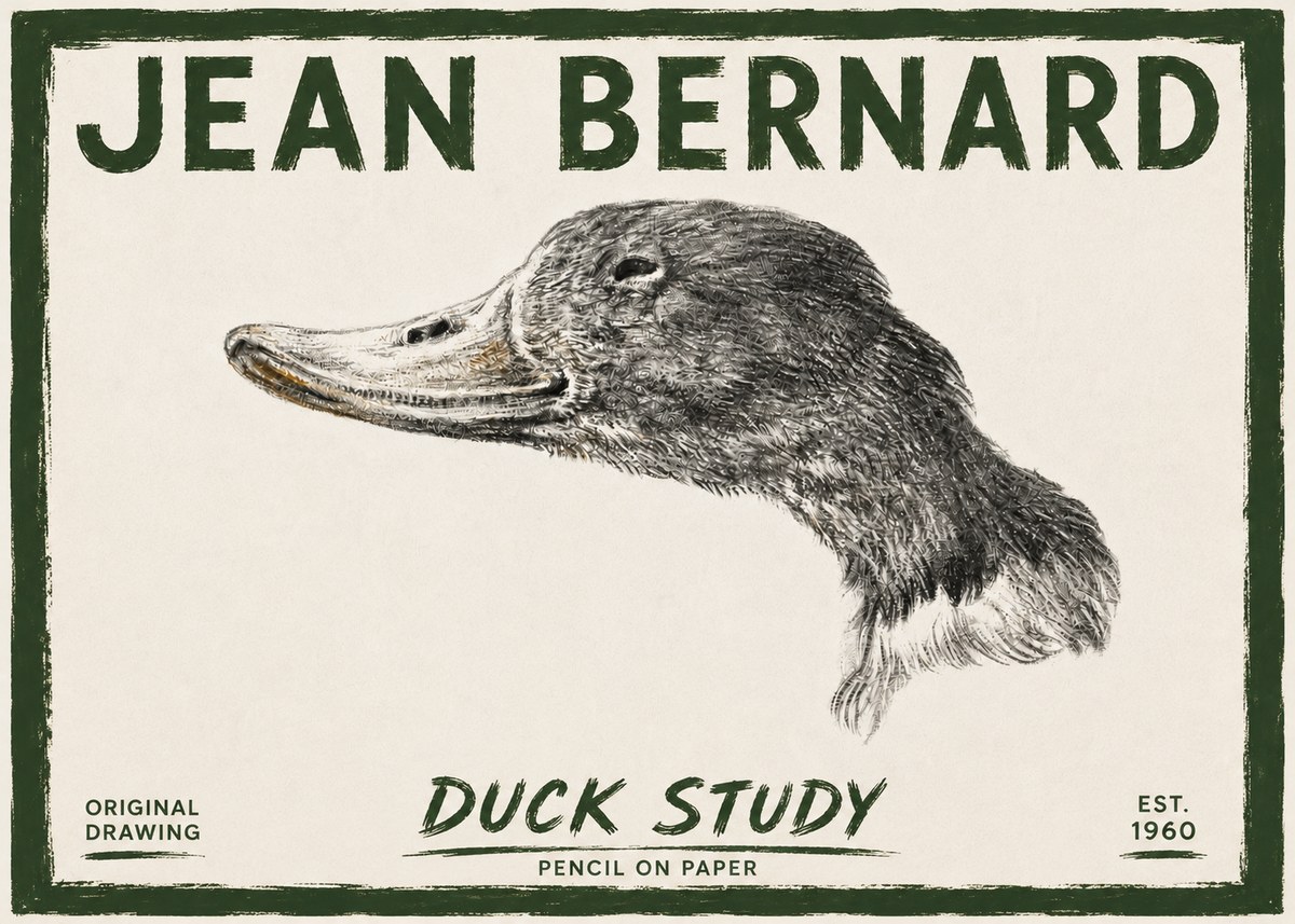 Jean Bernard Study of a Duck No6 - Plakát