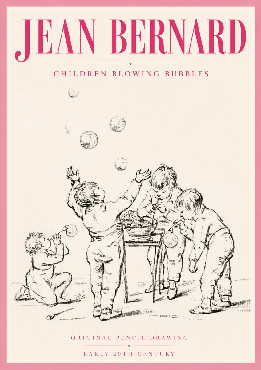 Jean Bernard Children Blowing Bubbles No5 - Plakát