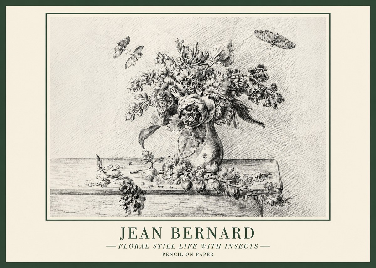 Jean Bernard Floral Still Life with Insects No1 - Plakát