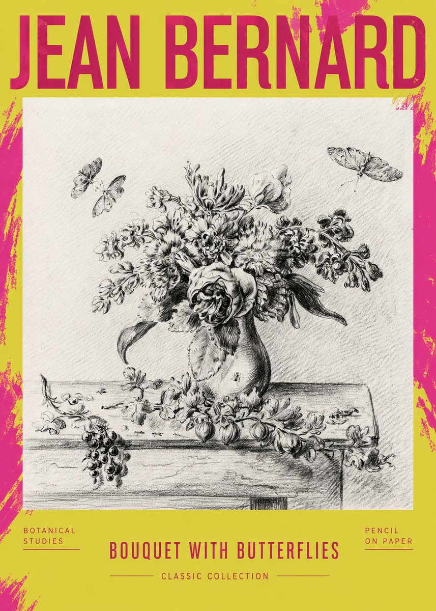 Jean Bernard Floral Still Life with Insects No4 - Plakát
