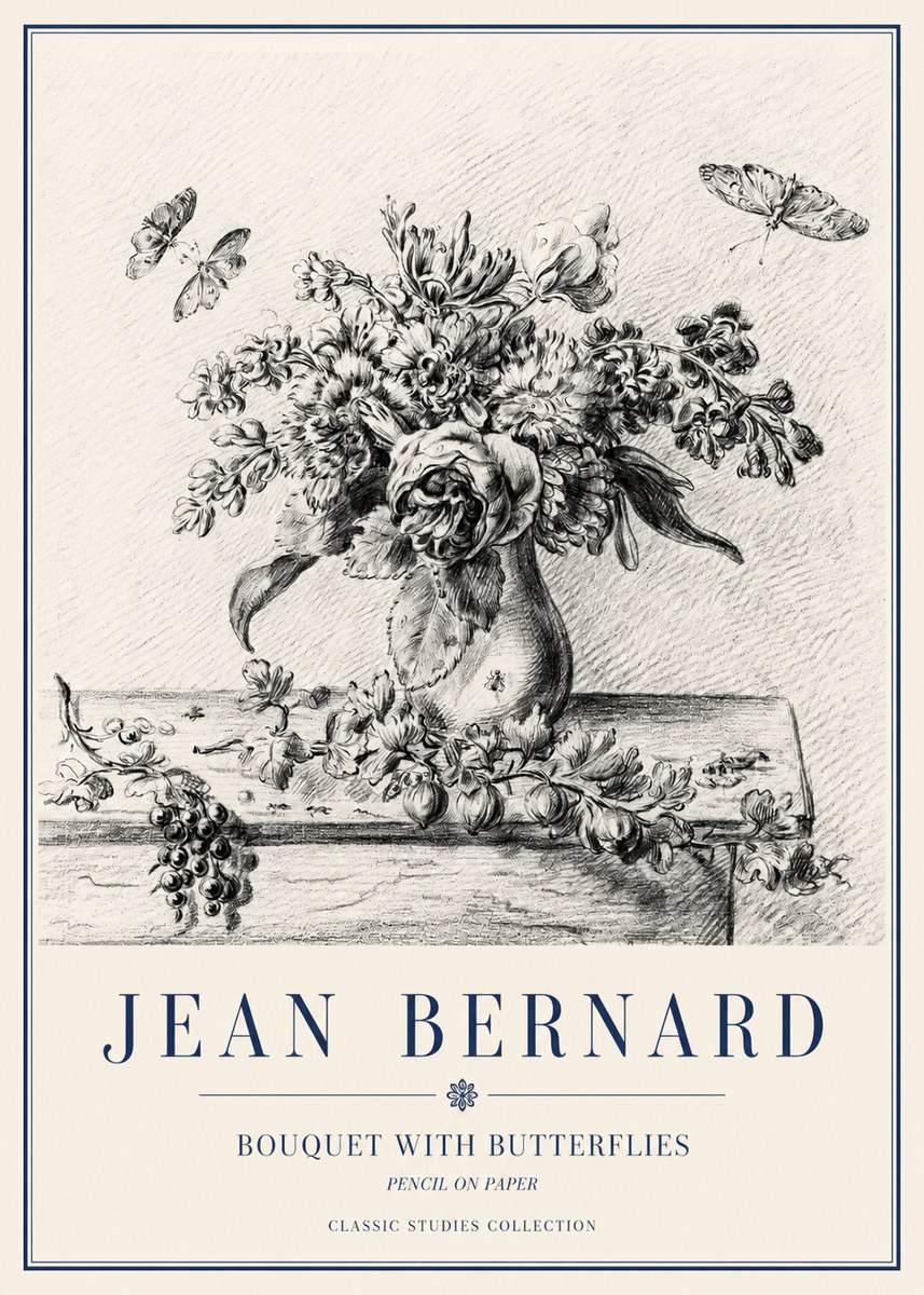 Jean Bernard Floral Still Life with Insects No5 - Plakát