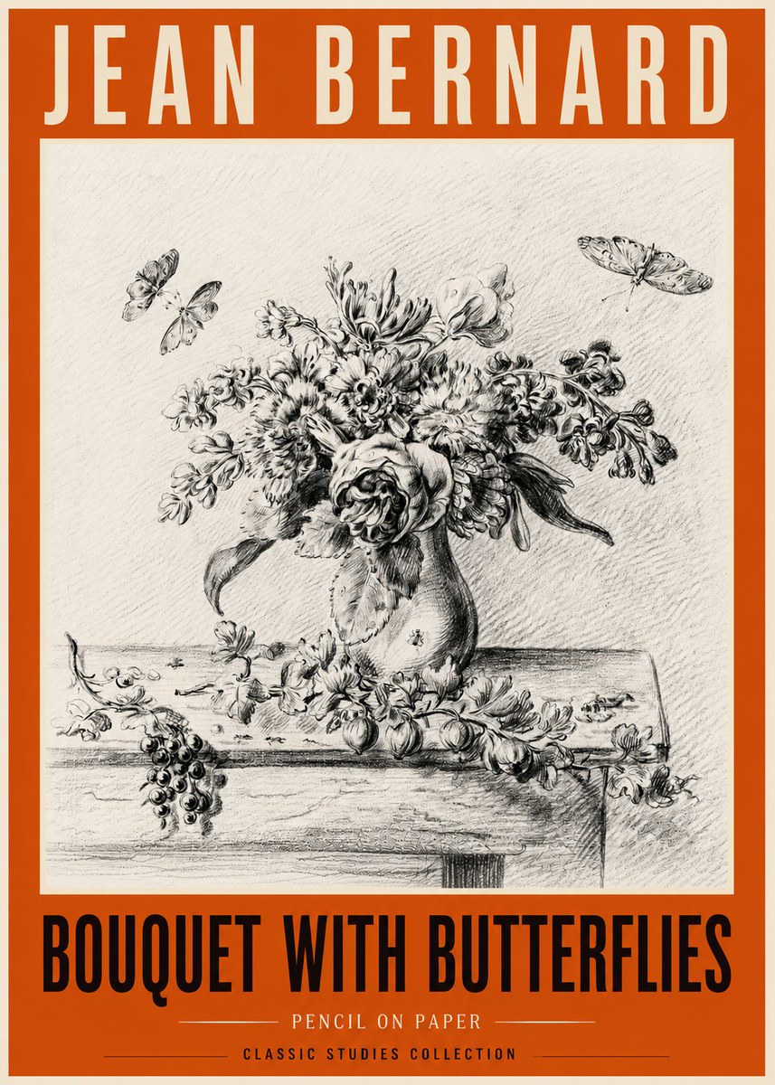 Jean Bernard Floral Still Life with Insects No6 - Plakát