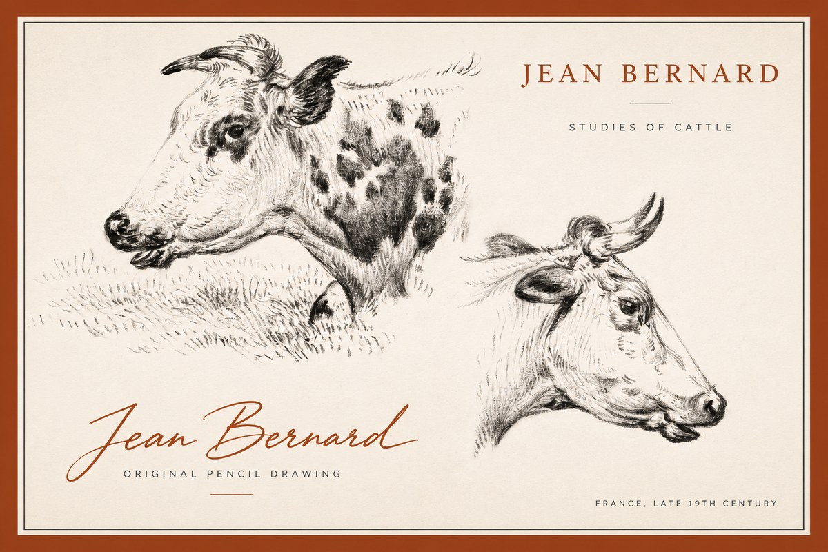 Jean Bernard Studies of Cattle I No3 - Plakát