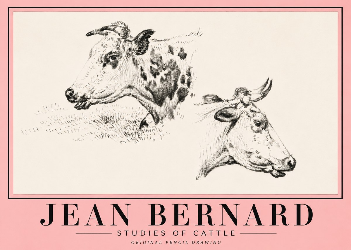 Jean Bernard Studies of Cattle I No5 - Plakát