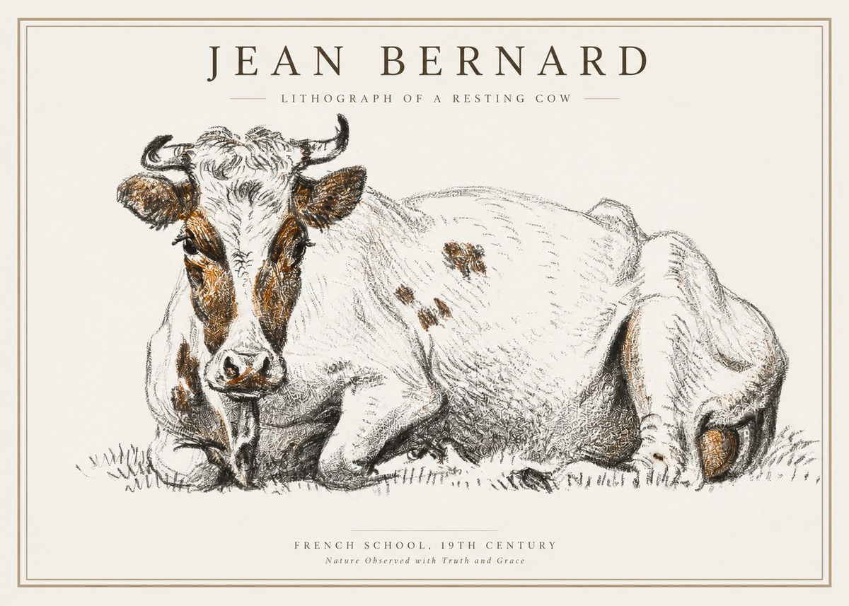 Jean Bernard Study of a Resting Cow III No2 - Plakát