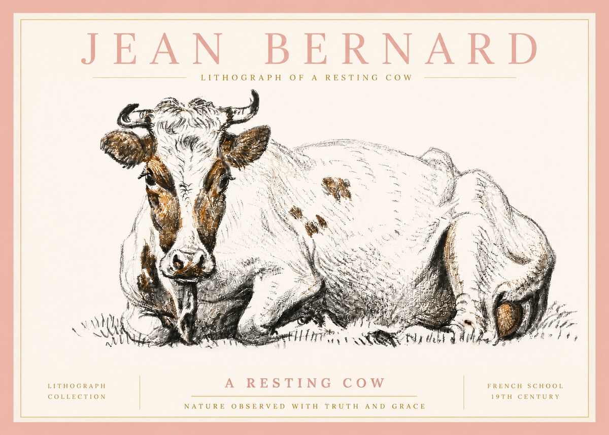 Jean Bernard Study of a Resting Cow III No5 - Plakát