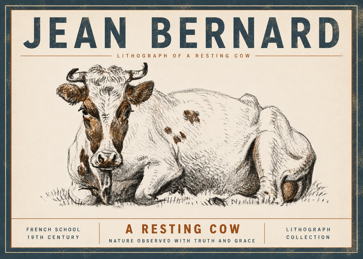 Jean Bernard Study of a Resting Cow III No6 - Plakát