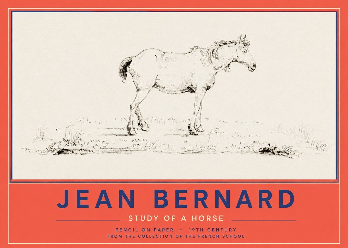 Jean Bernard Study of a Horse IV No2 - Plakát
