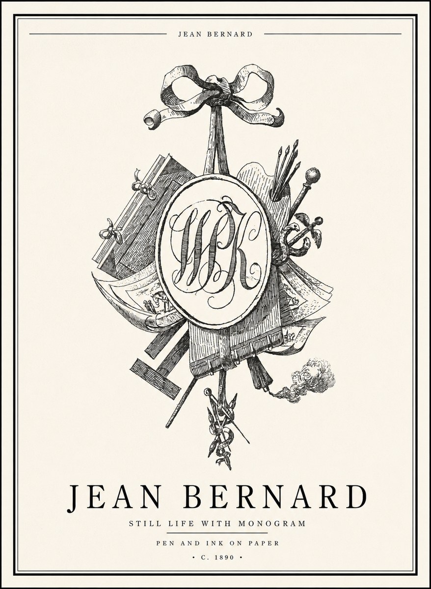 Jean Bernard Still Life with Monogram No1 - Plakát