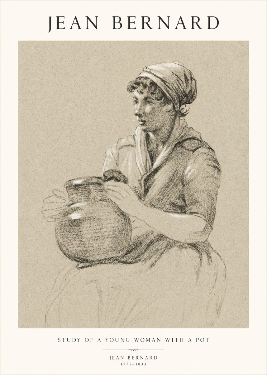 Jean Bernard Study of a Young Woman with a Pot No1 - Plakát