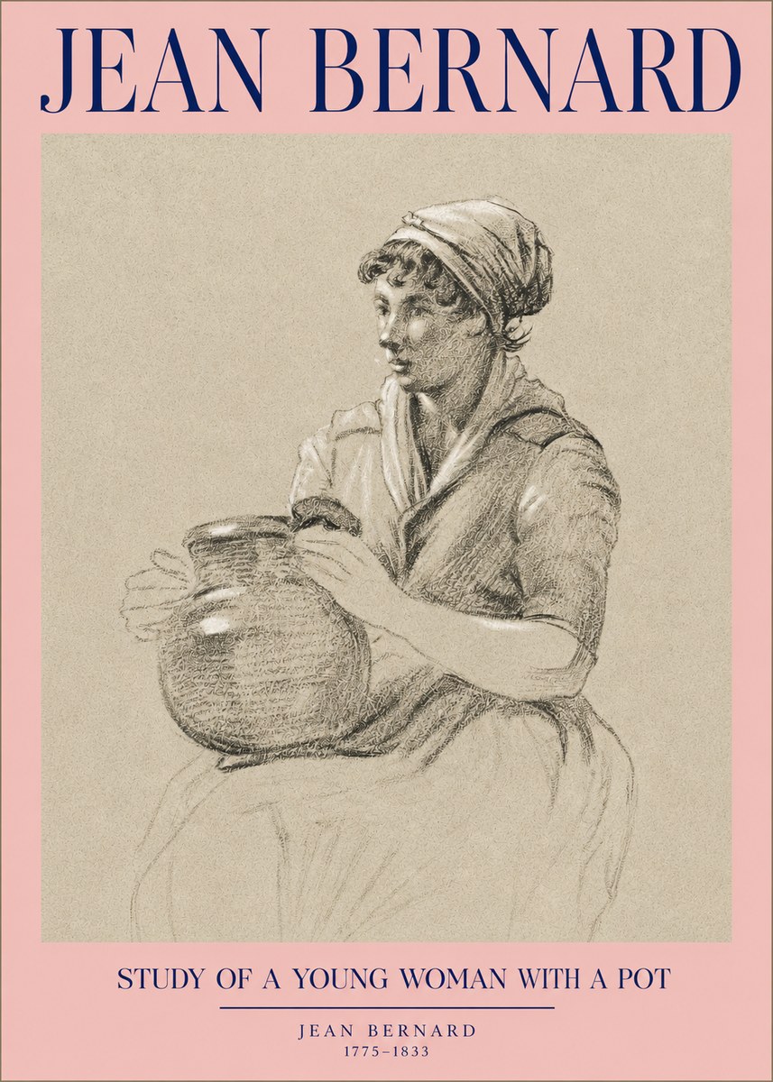 Jean Bernard Study of a Young Woman with a Pot No2 - Plakát