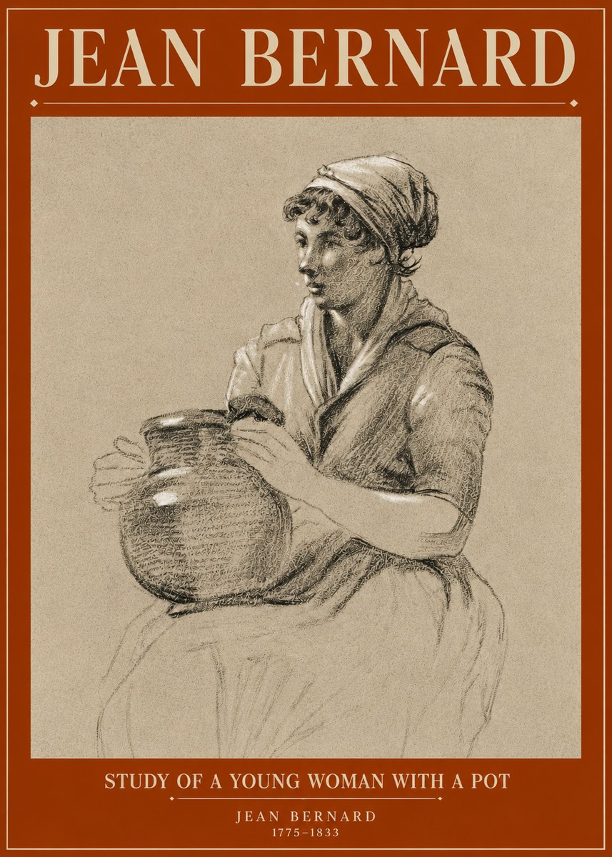Jean Bernard Study of a Young Woman with a Pot No3 - Plakát