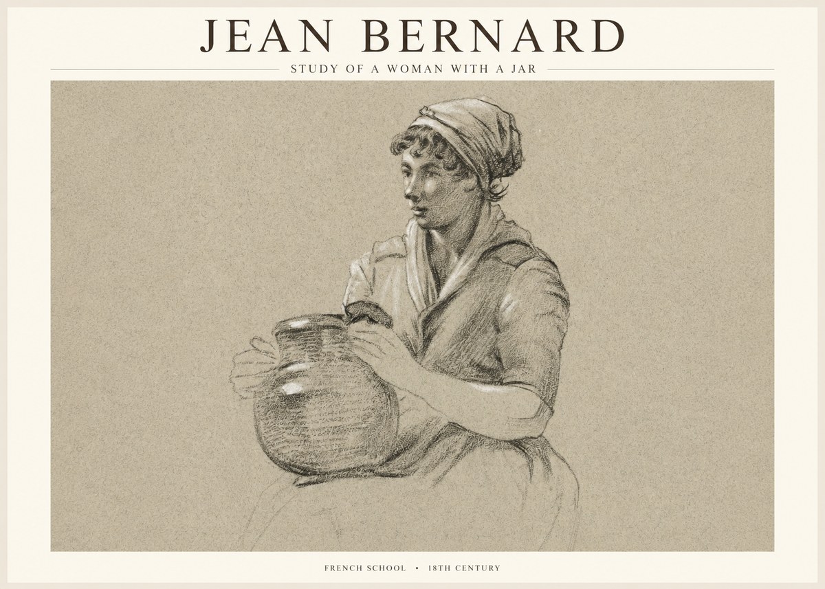 Jean Bernard Study of a Young Woman with a Pot No5 - Plakát