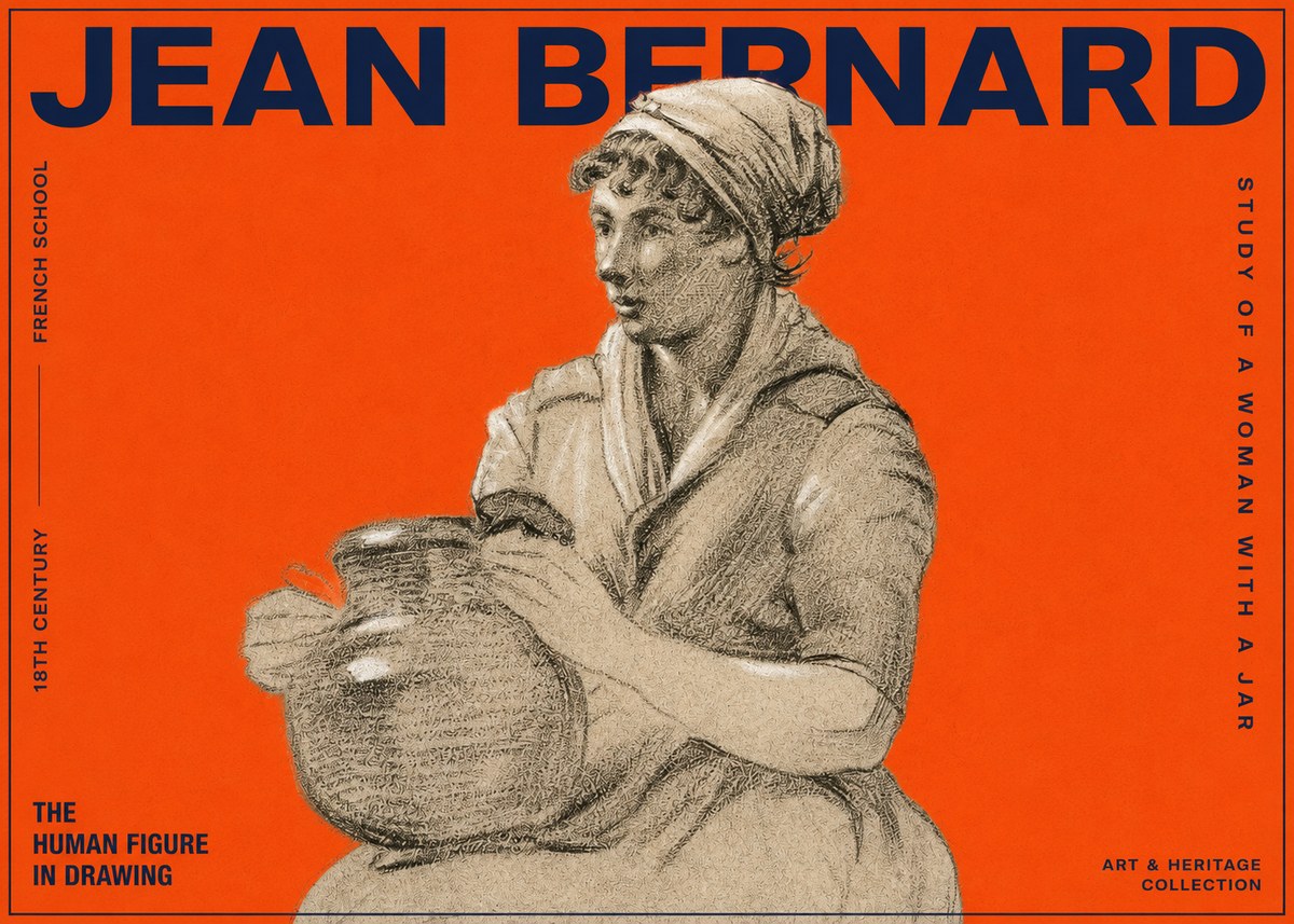 Jean Bernard Study of a Young Woman with a Pot No6 - Plakát