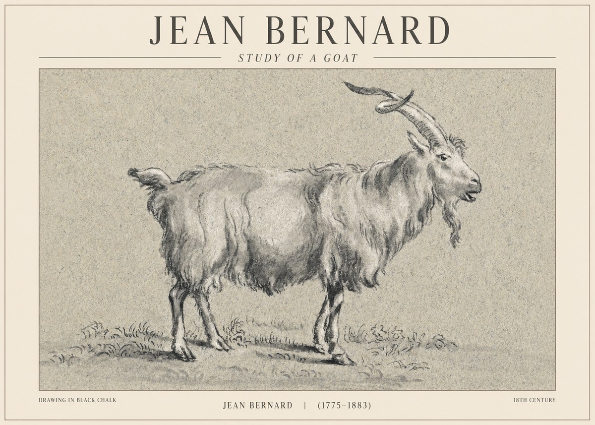 Jean Bernard Study of a Goat II No1 - Plakát