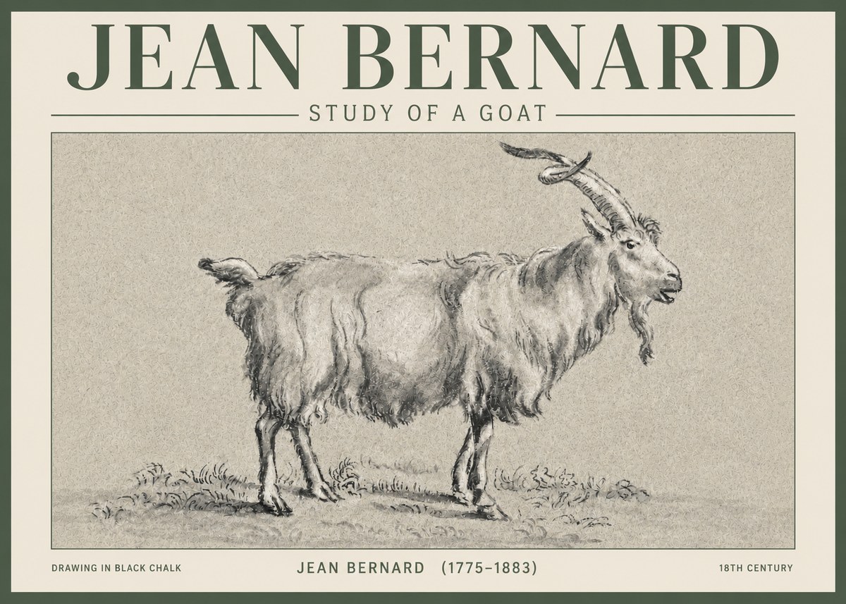 Jean Bernard Study of a Goat II No3 - Plakát