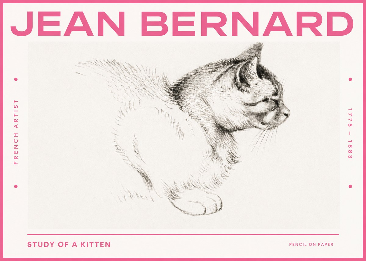 Jean Bernard Study of a Kitten II No3 - Plakát