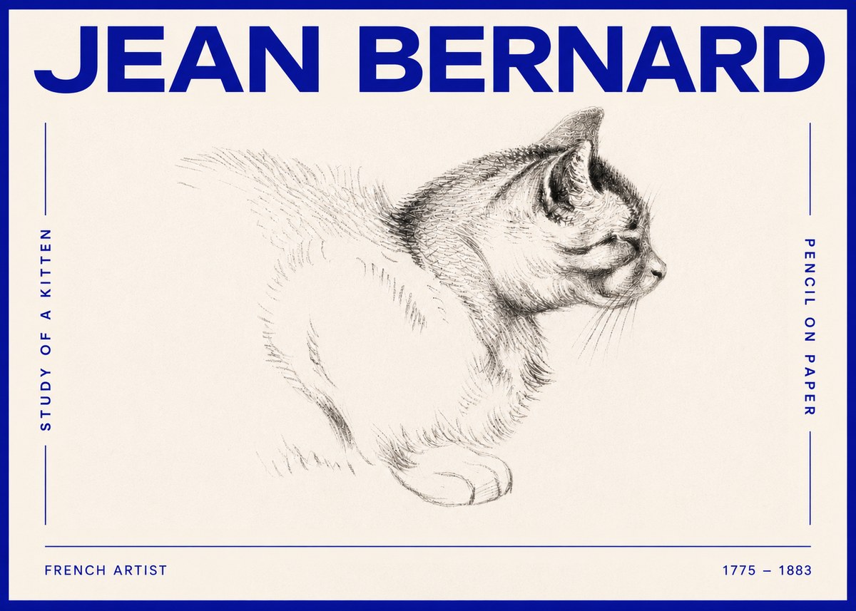 Jean Bernard Study of a Kitten II No4 - Plakát