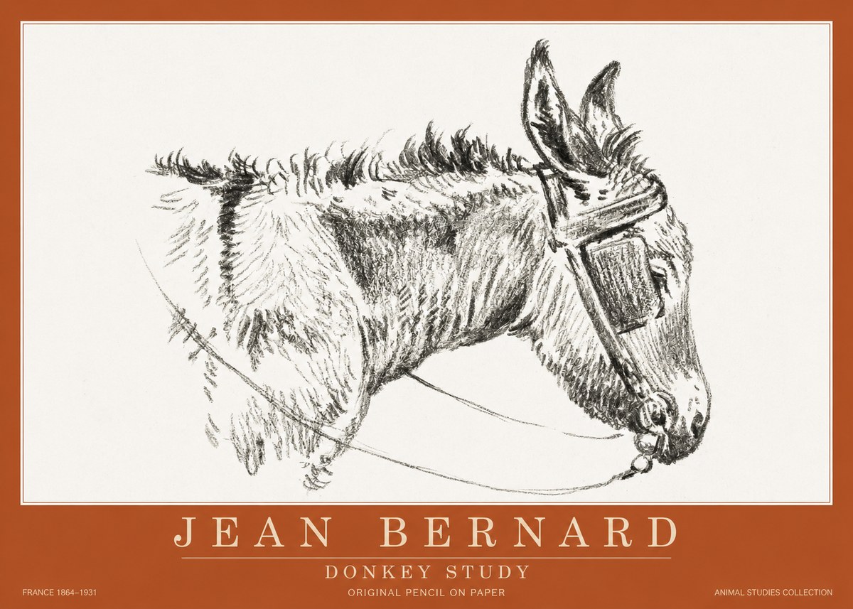 Jean Bernard Donkey Study II No2 - Plakát