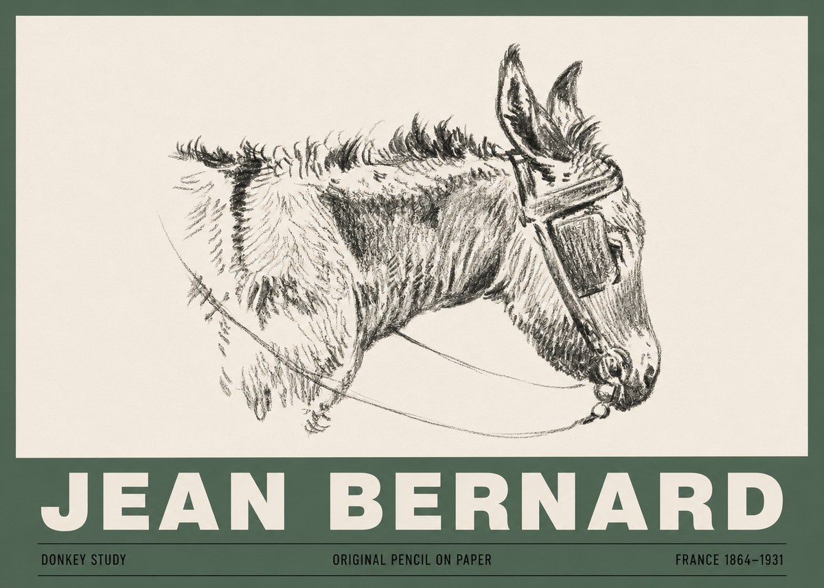 Jean Bernard Donkey Study II No3 - Plakát