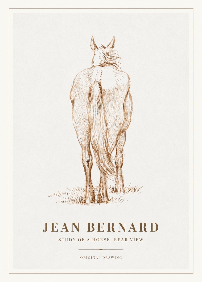 Jean Bernard Study of a Horse, Rear View No2 - Plakát