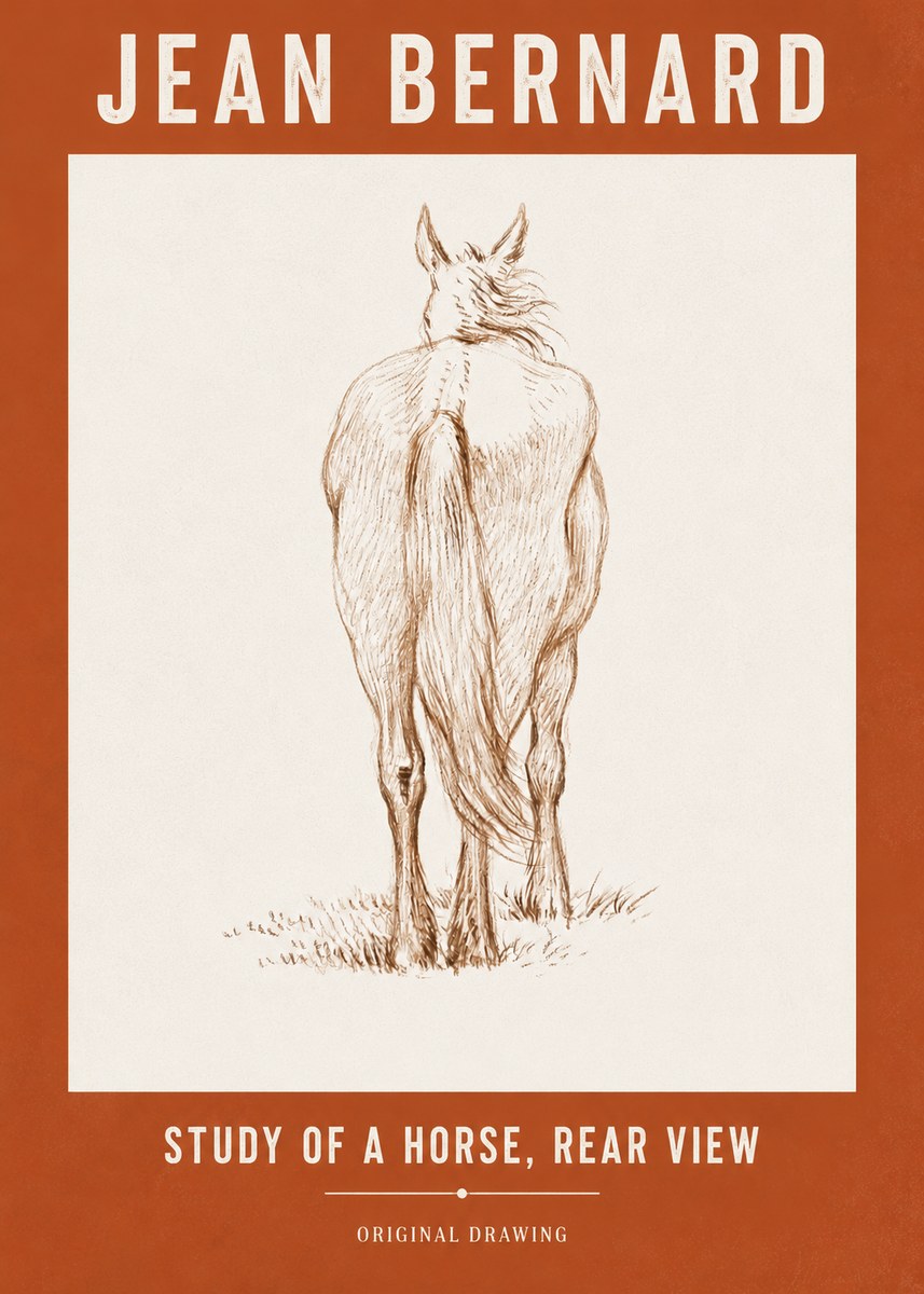 Jean Bernard Study of a Horse, Rear View No3 - Plakát